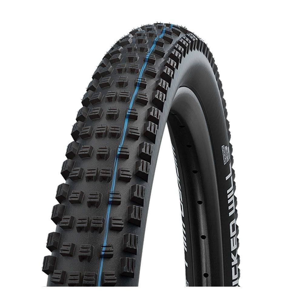 Schwalbe Wicked Will Addix MTB tire with tubeless-ready design and E-50 certification, suitable for mountain biking.