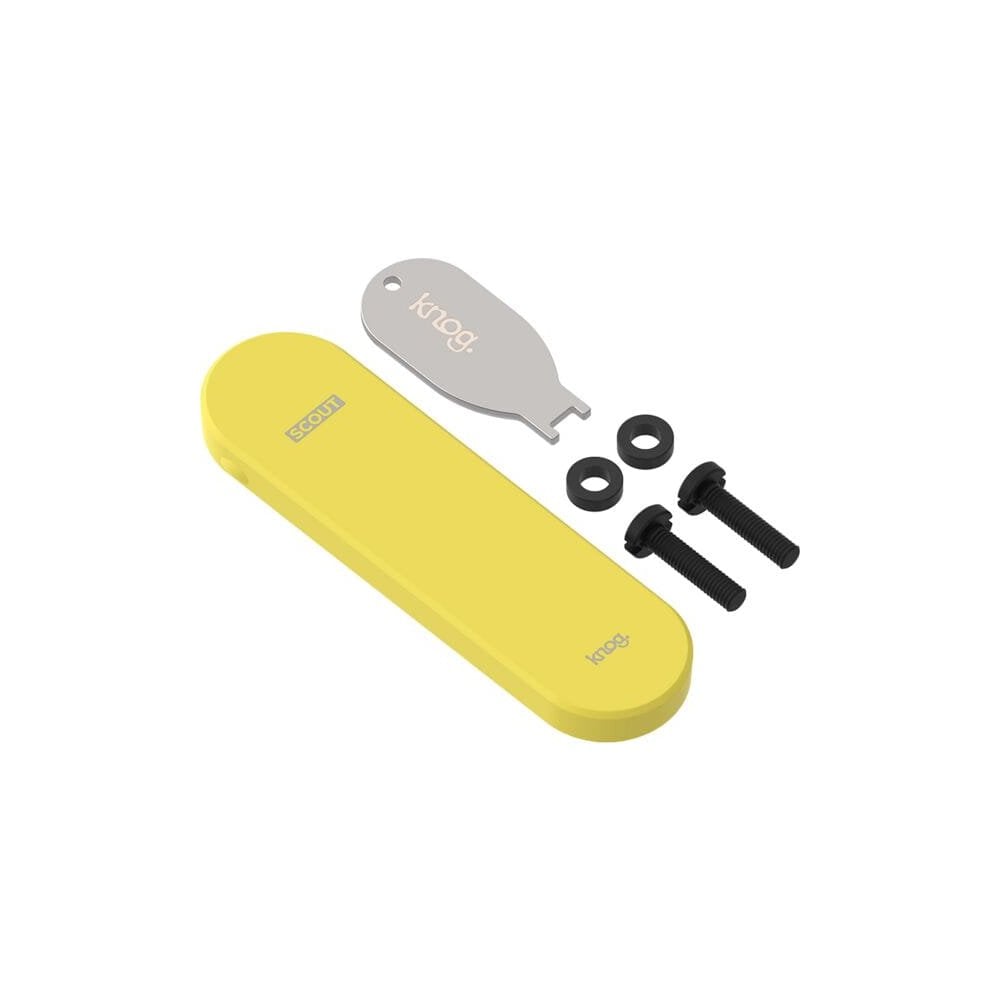 Knog Scout bike alarm and finder replacement spares pack with mounting tool, includes key accessories for bike security.