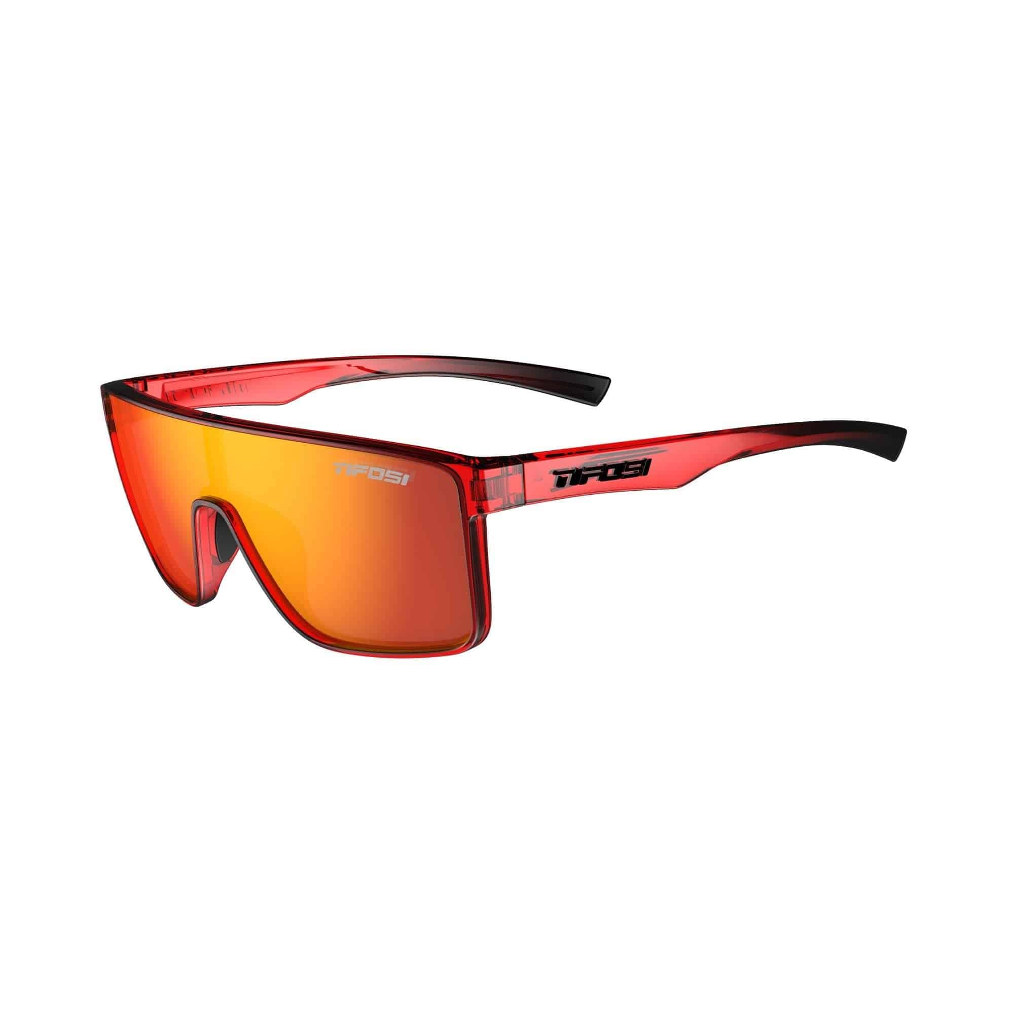 Tifosi Sanctum sports sunglasses with single lens design, lightweight frame, and UV protection for active outdoor wear.