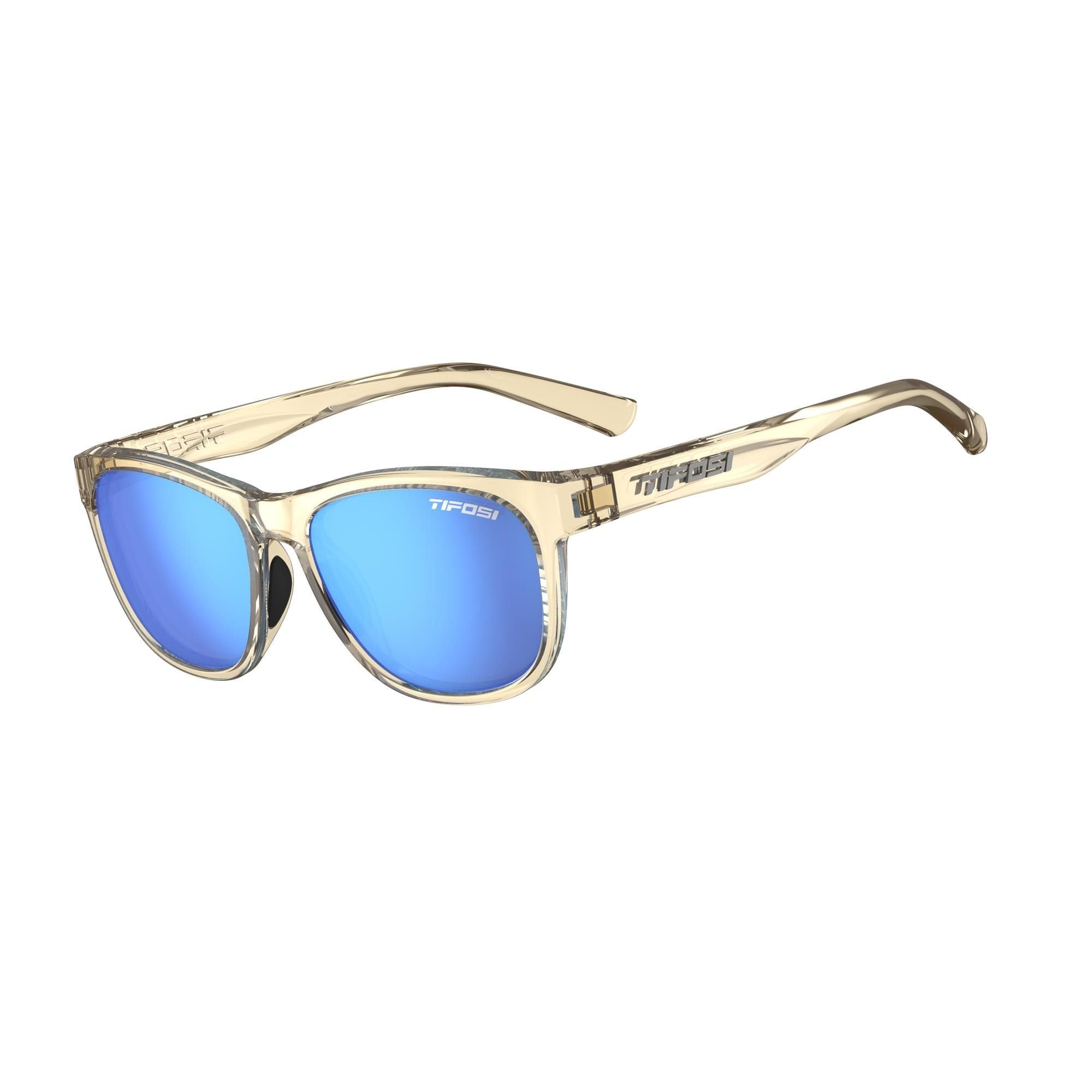 Tifosi Swank single lens sunglasses with UV protection, designed for active wear, featuring a sleek black frame and tinted lenses.