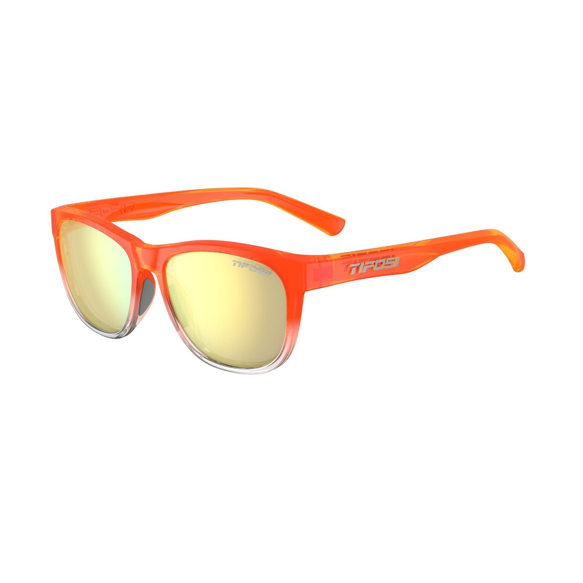 Tifosi Swank single lens sunglasses with UV protection, sporty design, black frame, and tinted lenses for active wear.