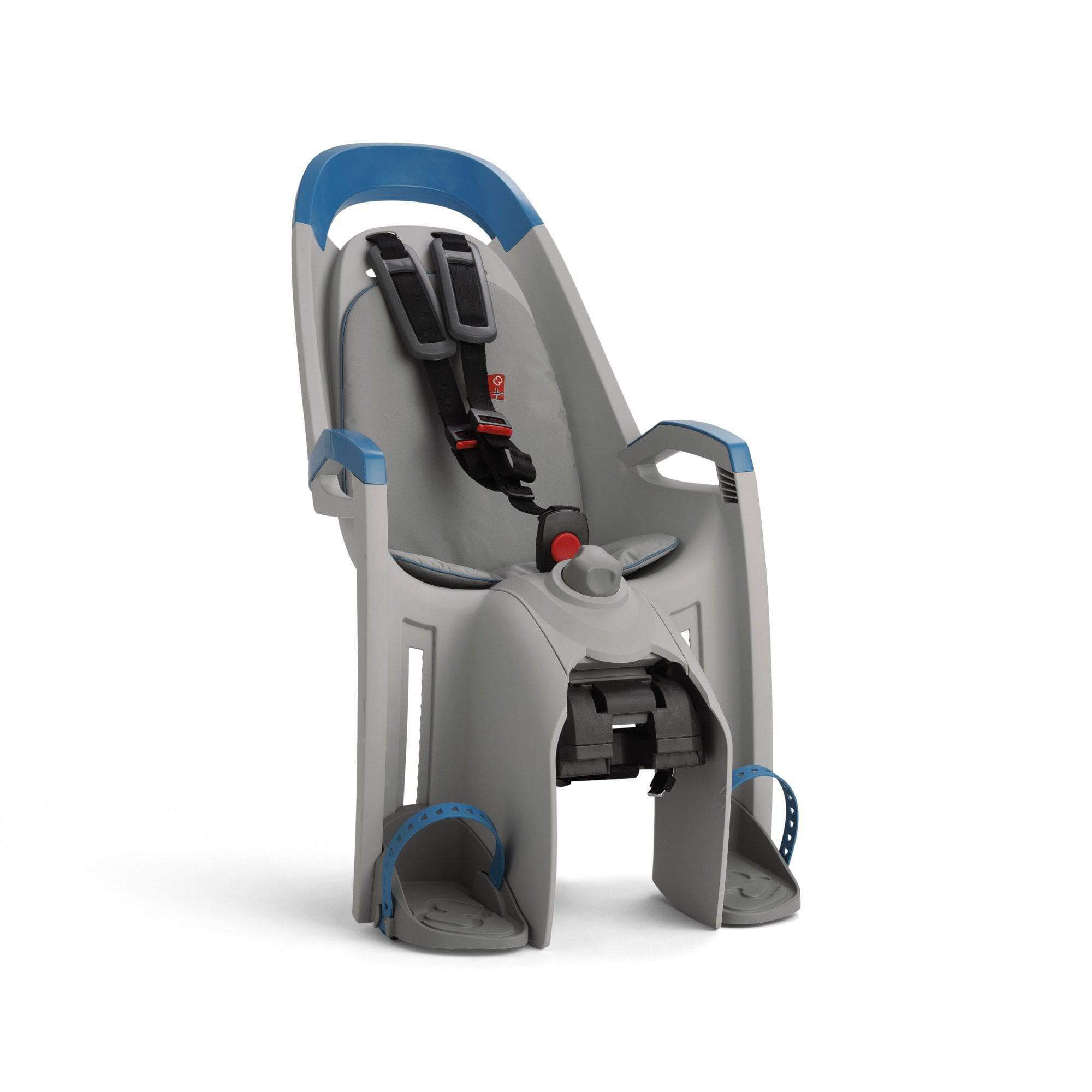 Hamax Amaze child bike seat with carrier adapter, showing the safe and comfortable design for young children.