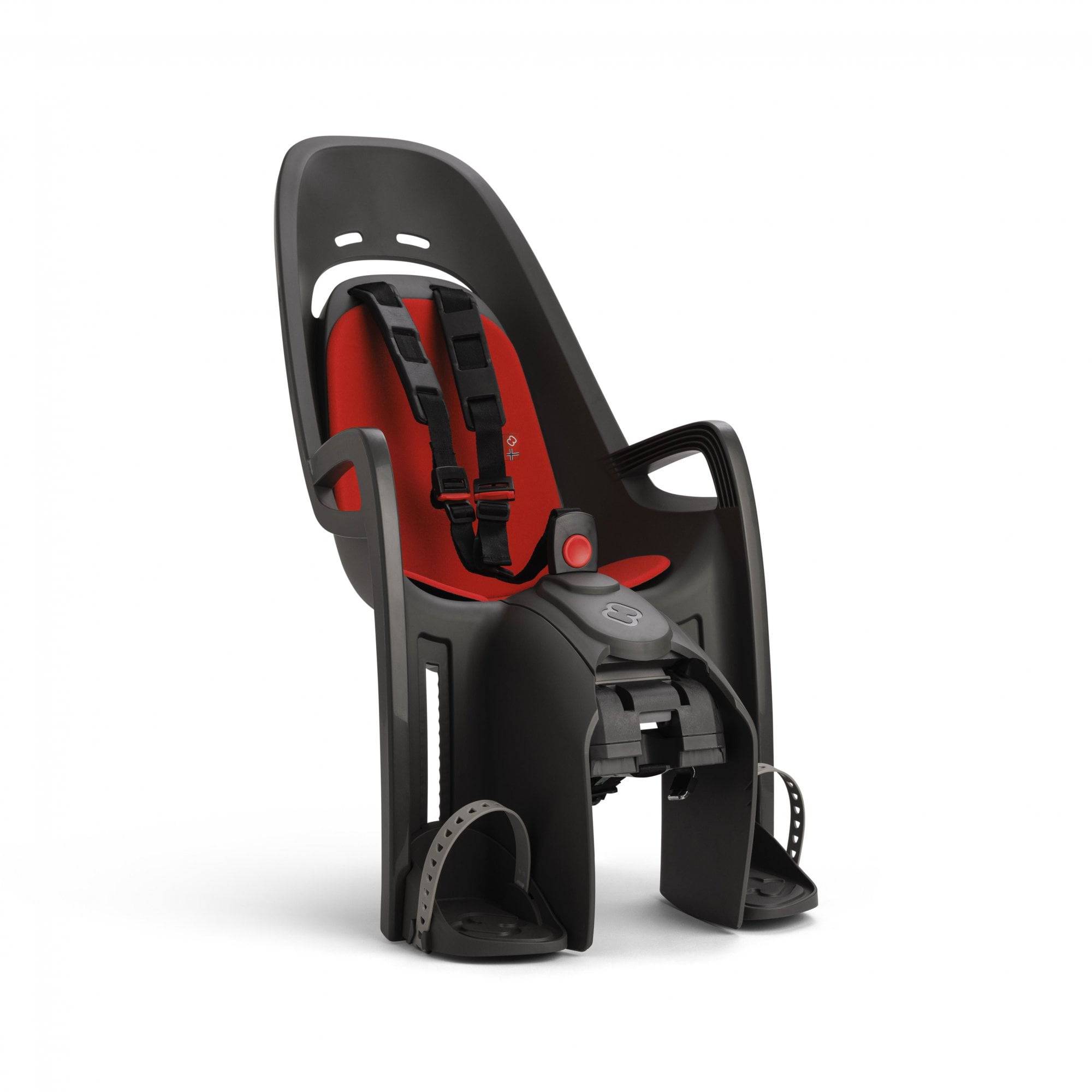 Hamax Zenith child bike seat with carrier adapter, showing the safe and comfortable child bike seat designed for young riders.