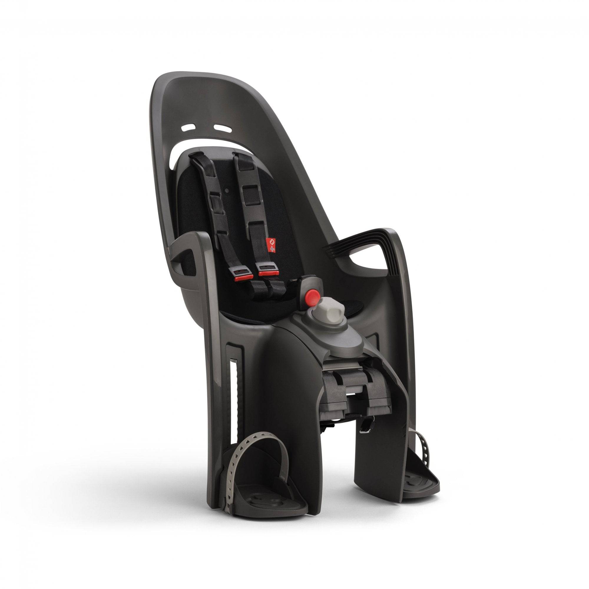 Hamax Zenith Relax child bike seat with carrier adapter, adjustable recline, safety features, and padded seating.