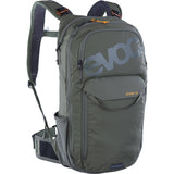 EVOC Stage 12L Performance Backpack with AIR FLOW CONTACT SYSTEM, designed for enduro biking and outdoor accessories