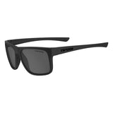 Tifosi Swick sports sunglasses with black frame and smoke single lens, designed for active outdoor wear.