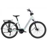 Trek Verve+ 2 Lowstep Gen 3 e-hybrid bike with Bosch Active Line Plus motor and 400Wh battery, shown in a natural riding position.