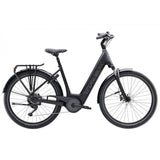 Trek Verve+ 3 Lowstep electric hybrid bike with step-through frame and pedal assist, ideal for comfortable urban commuting.