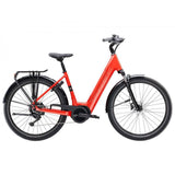 Trek Verve+ 3 Lowstep electric hybrid bike with step-through frame, comfortable saddle, and pedal assist for urban commuting.