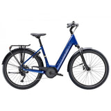 Trek Verve+ 3 Lowstep electric hybrid bike for urban commuting with comfortable frame and pedal assist system.