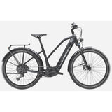 Trek Allant+ 7 Stagger 2025 electric hybrid bike for urban commuting, featuring a step-through frame and sleek design.
