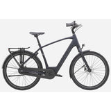 Trek District+ 1 2025 electric hybrid bike for urban commuting, featuring a sleek frame and electric motor for eco-friendly riding.