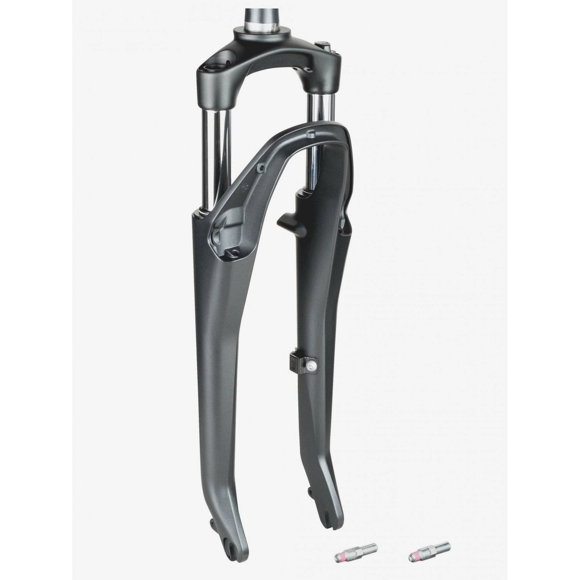 Bontrager Forklight 700c road bike fork in black pearl and white, 260mm length with 50mm offset, component for bicycle.