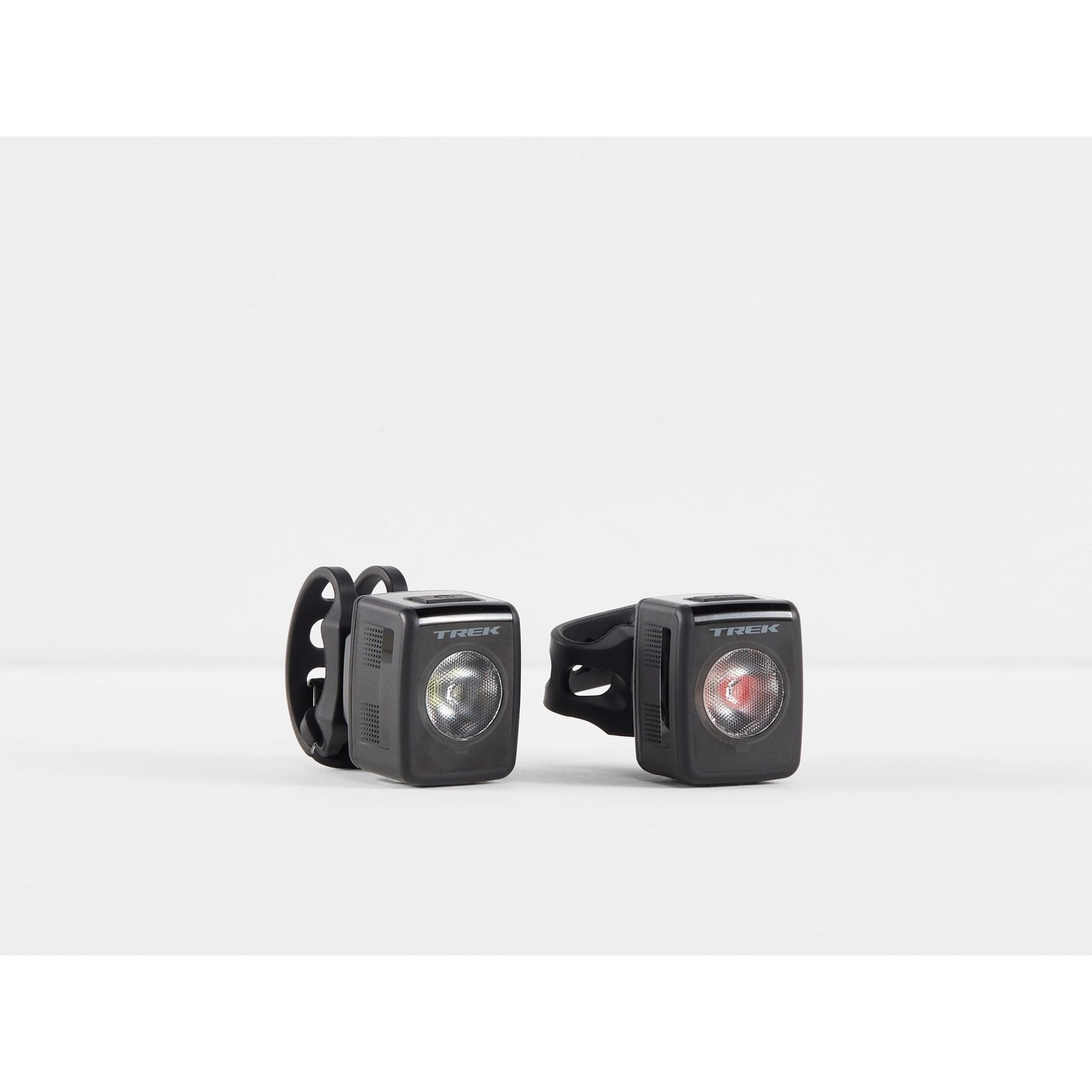 Trek Ion 200 RT front and Flare RT rear bike light set in black, compact bike accessories for visibility and safety.