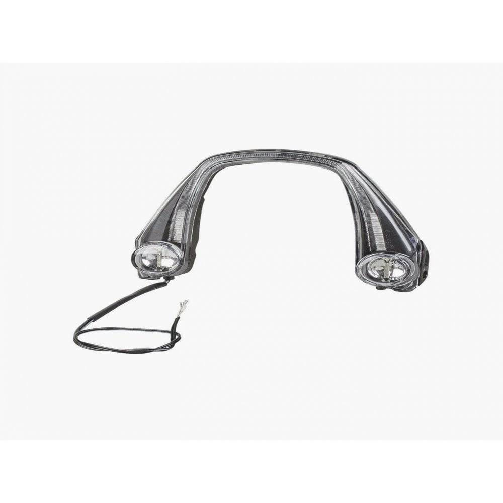 Trek Bontrager Satellite Dynamo Forklight with rear light connection in black, mounted on a bicycle fork, one size.