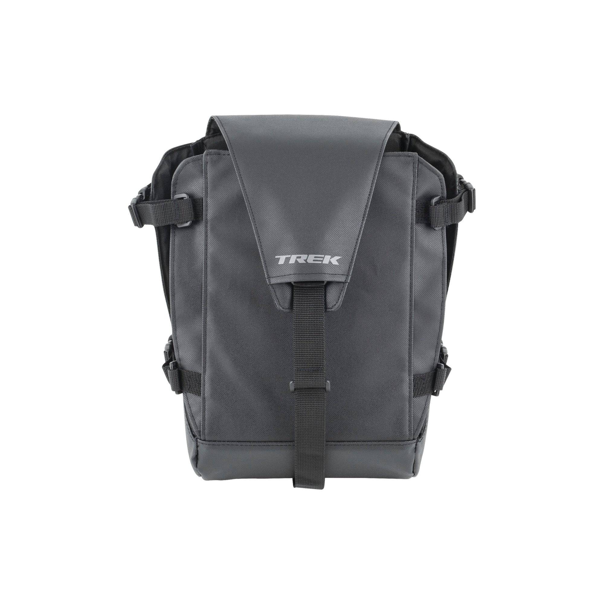 Trek 2023 Farley rear bikepacking harness system in black with 10L capacity, secure storage gear for bike accessories.