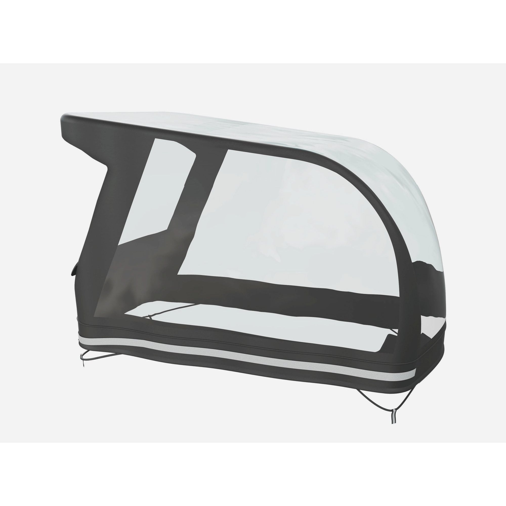Black and clear Trek Fetch+ 4 rainfly replacement fabric for carrier rain cover accessory, providing weather protection.