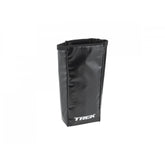 Trek waterproof black bike rack pannier bag with buckle closure, compact 0.8L capacity, designed for bike accessories.