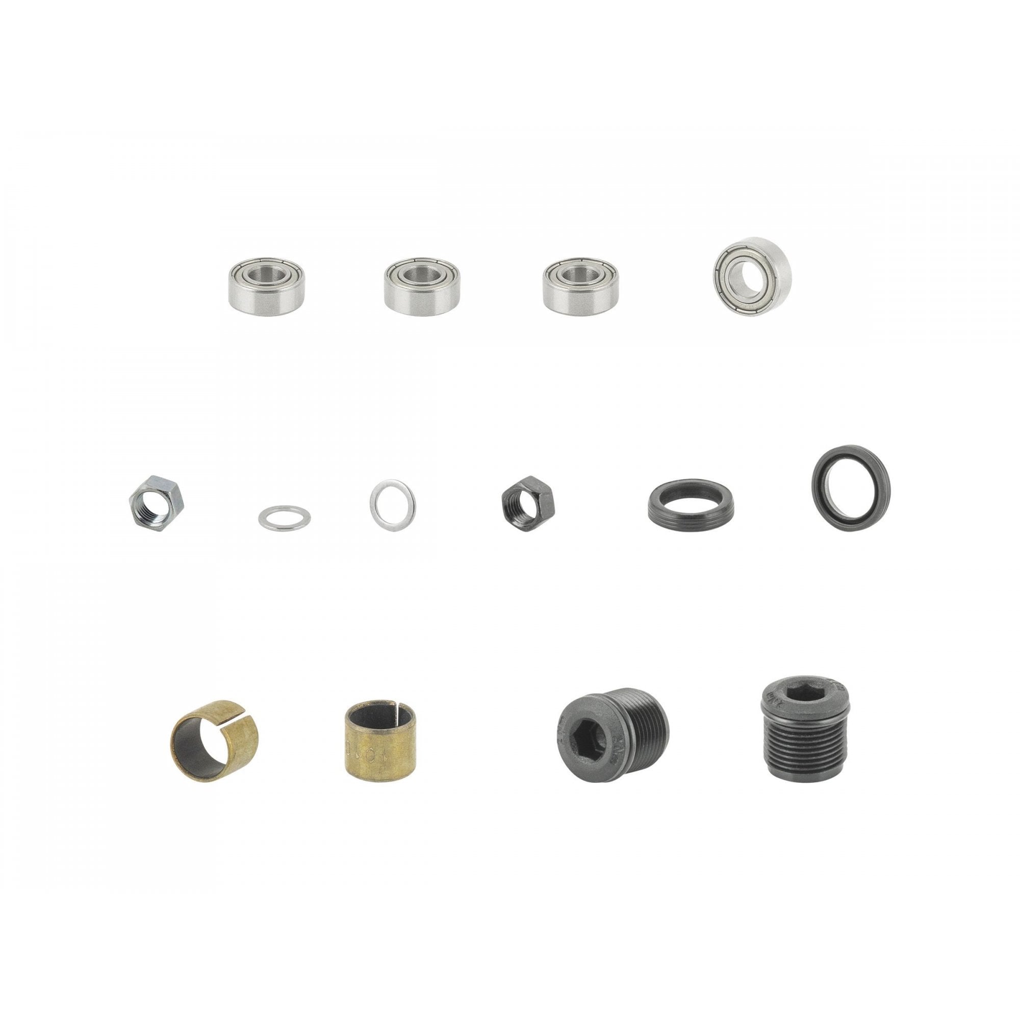 Grey Trek SPD pedal rebuild kit with genuine replacement parts for Trek bike pedals, shown in the image.