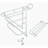Silver Trek Activity Travel Rear Rack Kit for 700c bikes, durable bike cargo rack with mounting hardware for bike accessories.