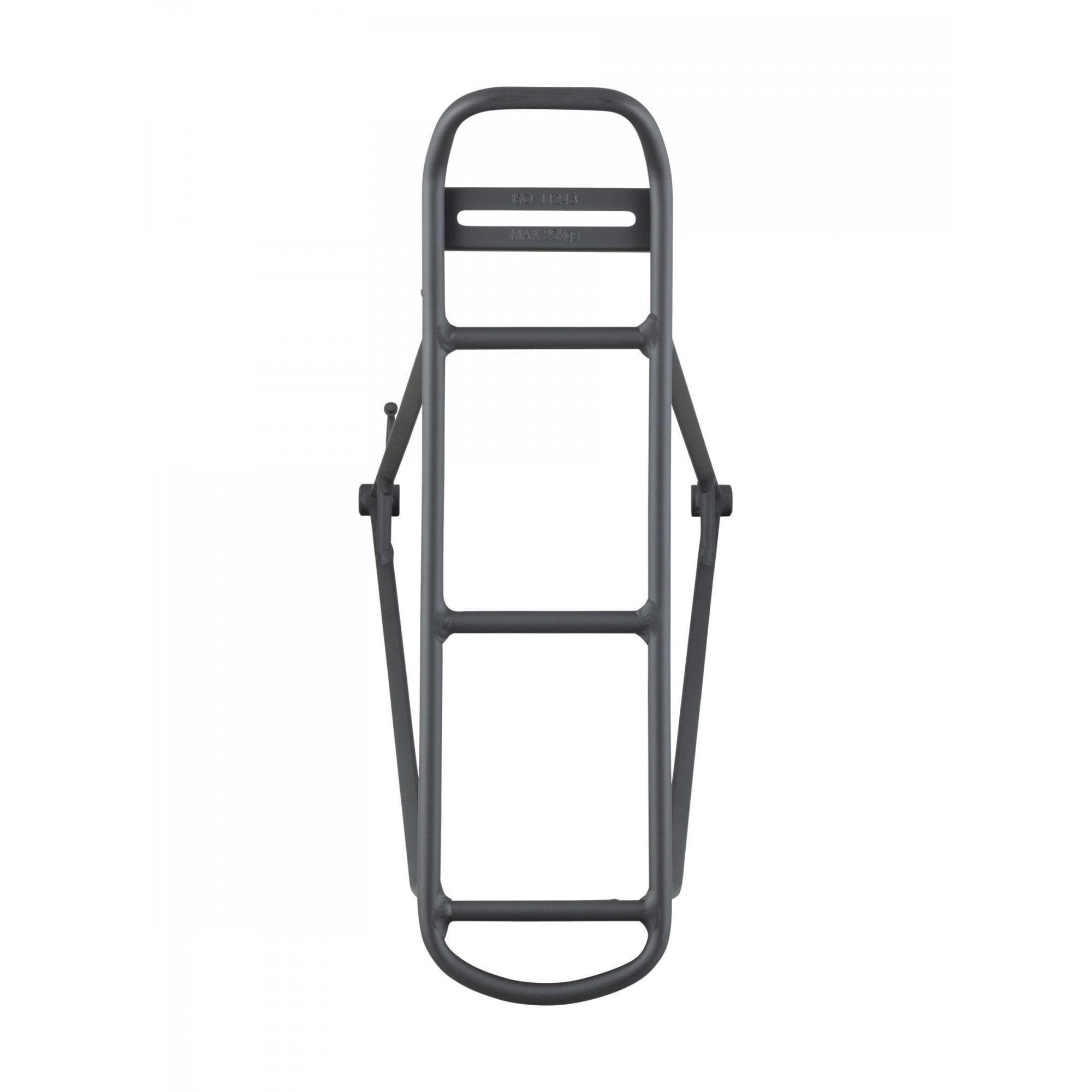 Black Trek rear bike rack for 700c wheels, lightweight luggage carrier accessory attached to a bicycle.