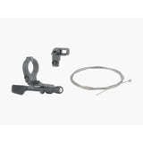 Bontrager Line Elite Stealth dropper seatpost lever in black for bike components, showing close-up of lever and mounting area