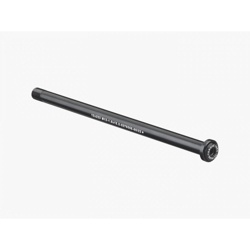 Bontrager Switch Lever Rear Thru-Axle 223mm black bike wheel skewer for bike components, with quick-release lever and secure fit.