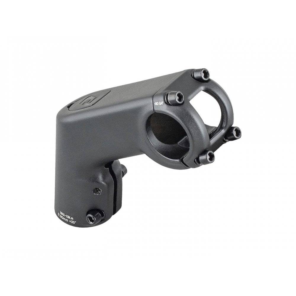 Trek 90mm black bicycle stem with 35° rise and 55mm height, designed for improved steering control on bike components.