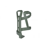 Trek left side load recycled water bottle cage for bikes, eco-friendly bike accessory, durable metal design on a bike frame.