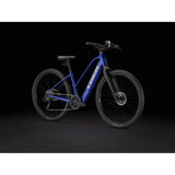 Trek Dual Sport+ 2 Stagger LT 2025 women's low-step electric hybrid bike for commuting and off-road riding.
