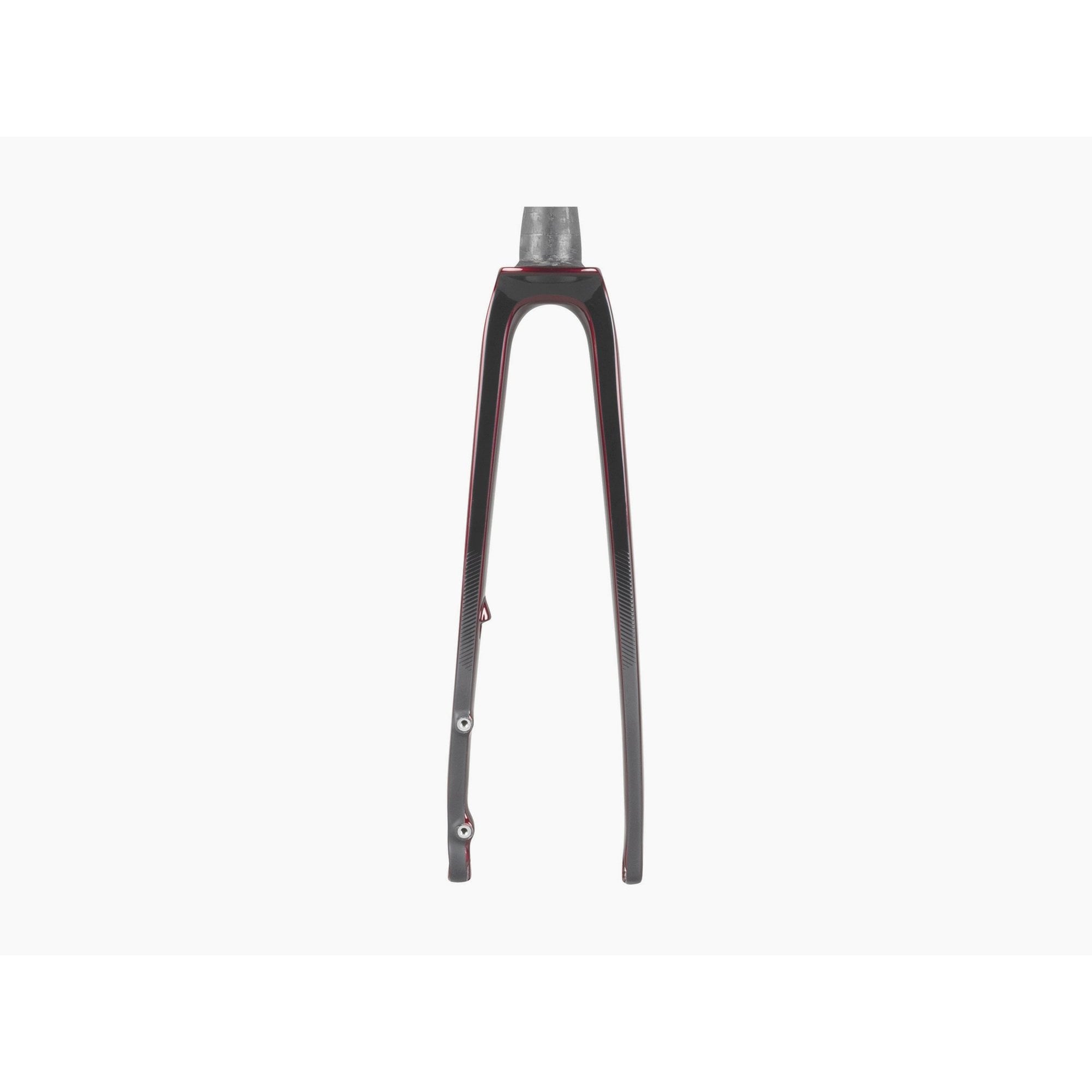 Trek 2024 Emonda SL rigid road bike fork for precise steering and stability, shown in close-up with detailed components.