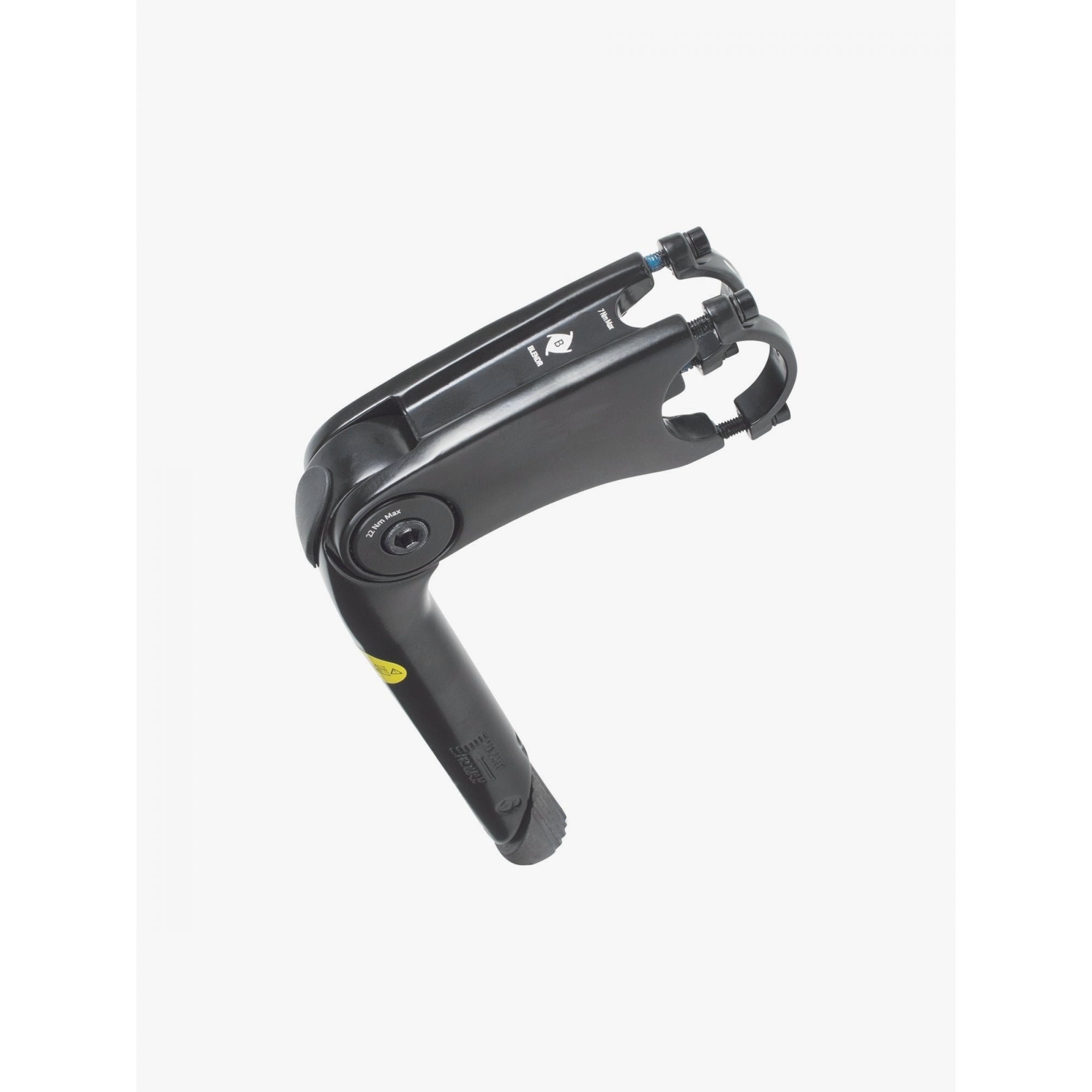 Bontrager adjustable Blendr 220mm bike handlebar quill stem for bike control, shown with mounting hardware and branding.