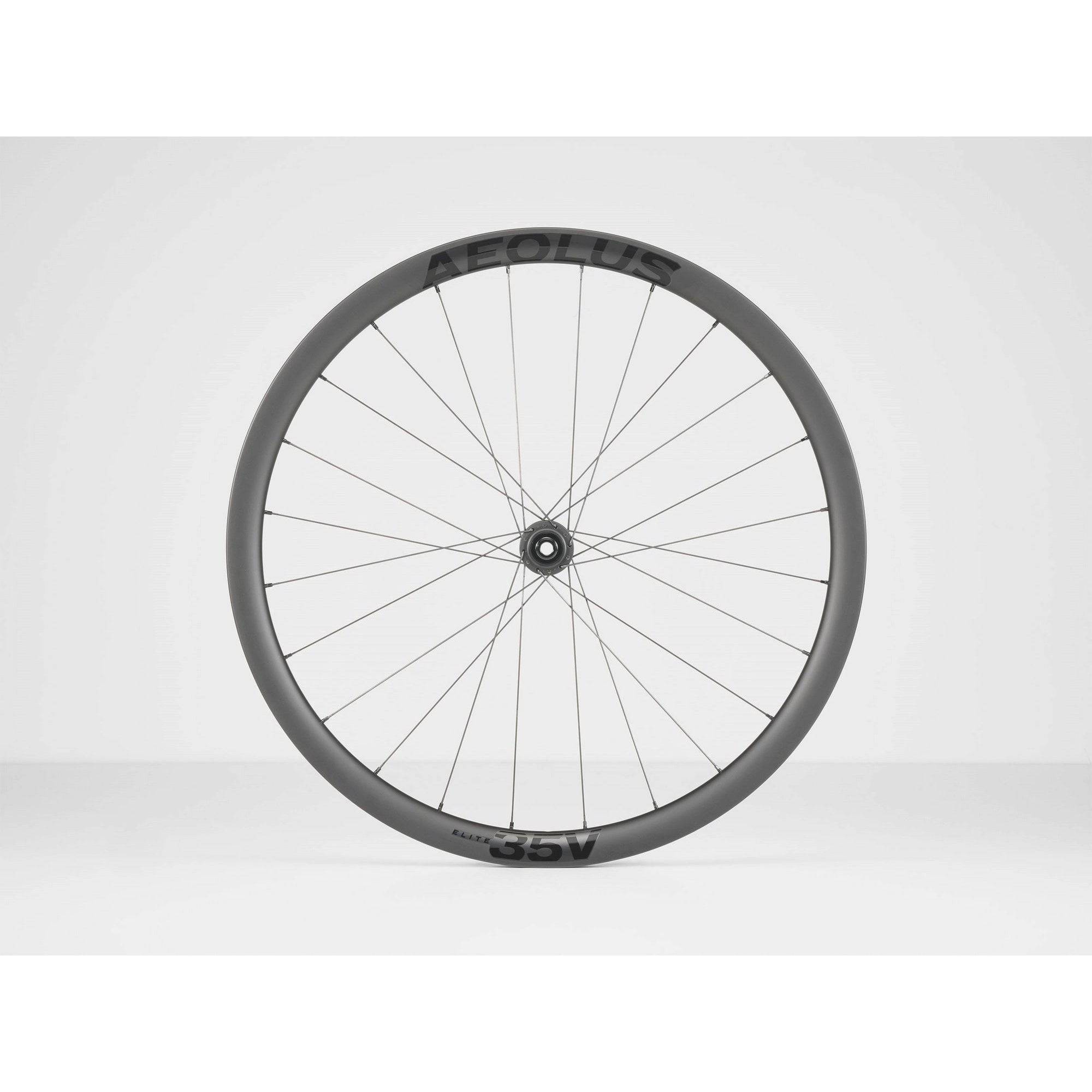 Bontrager Aeolus Elite 35V TLR disc road wheel with tubeless-ready performance, lightweight bicycle component for racing and training.