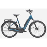 Trek District+ 3 lowstep e-hybrid bike for urban commuting and light trails, with step-through frame and electric assist.