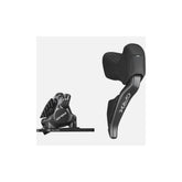 Shimano GRX ST-RX825 Di2 12-speed right STI lever with BR-RX820 front caliper, bicycle components for gravel riding.