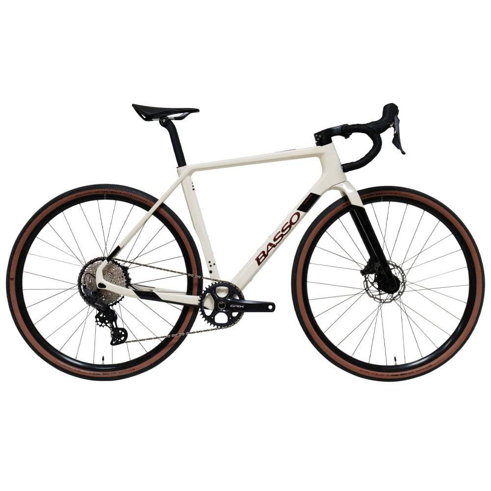 Basso Palta GRX 1x12 AllRoad1 gravel bike with Shimano GRX 12-speed drivetrain and Mavic wheels, shown on a trail.