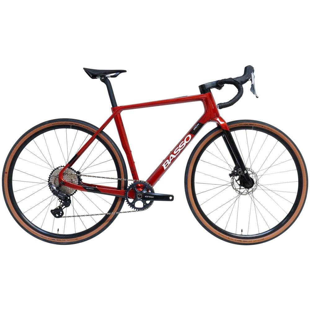 Basso Palta GRX 1x12 AllRoad1 gravel bike with Shimano GRX 12-speed drivetrain and Mavic wheels, shown from side view.