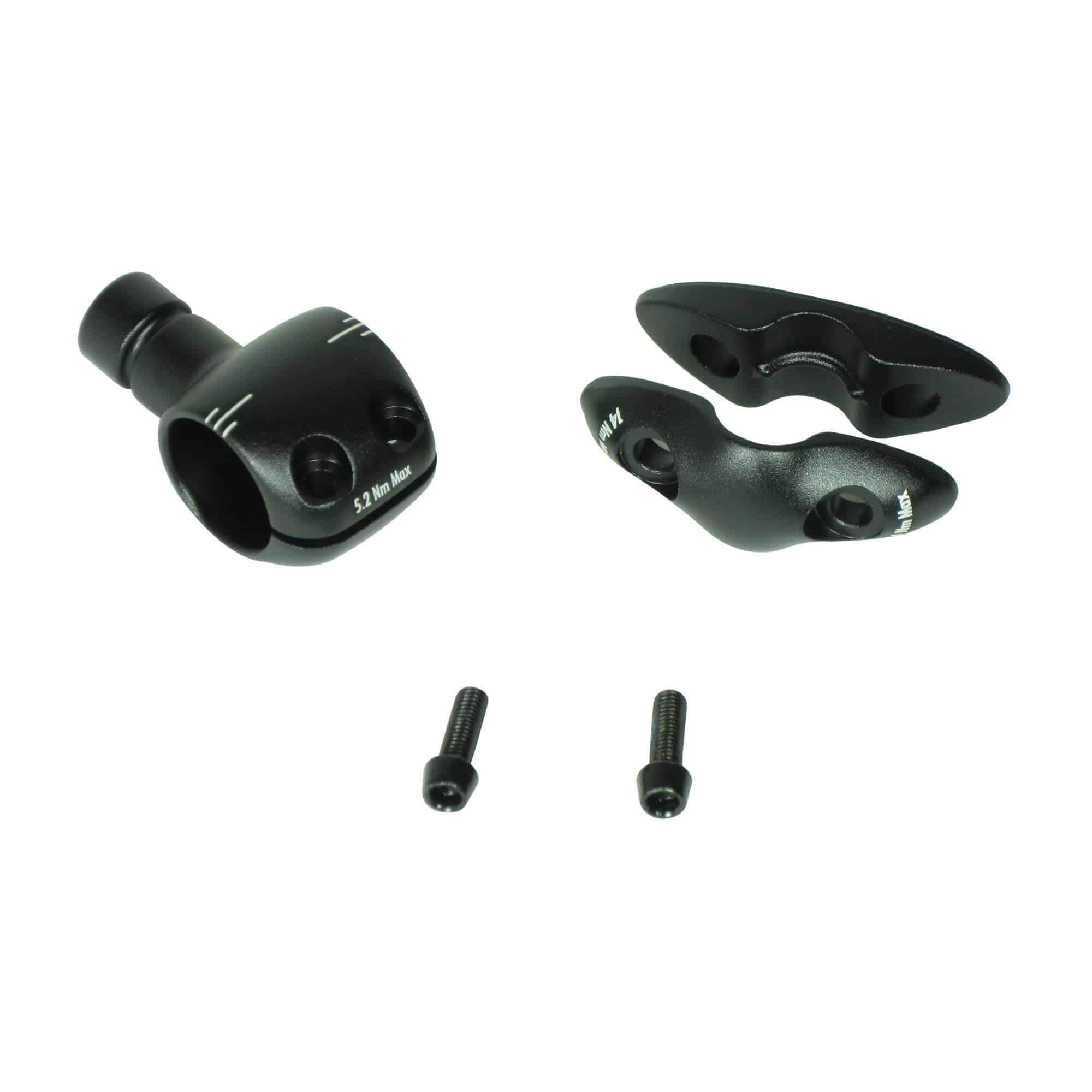 Bontrager Speed Concept RXL bar clamp and bolt kit in black for Trek Speed Concept bikes, component parts with detailed hardware.