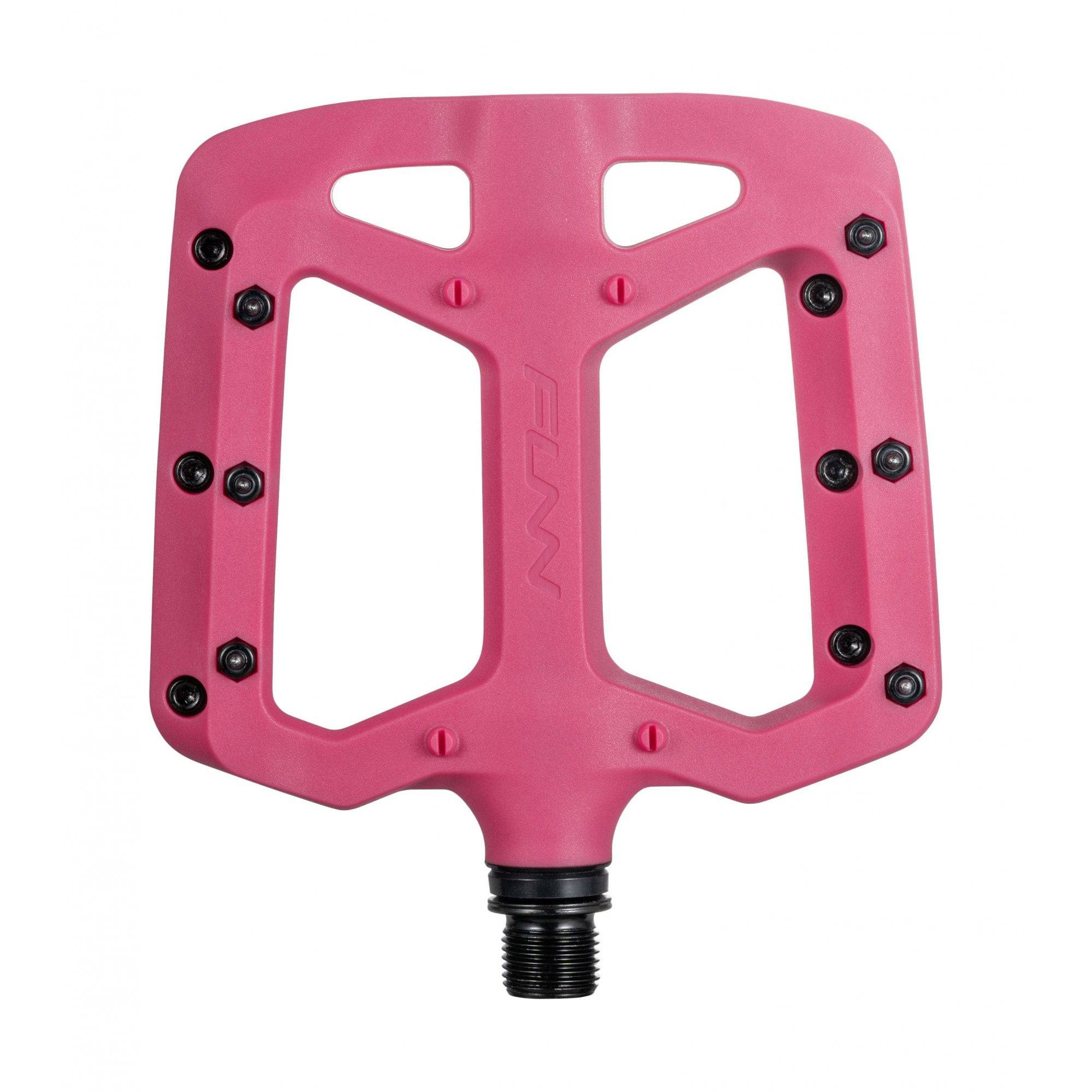 Funn Taipan MTB flat pedals with glass fibre reinforced plastic body and replaceable pins, designed for mountain biking components.