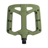 Funn Taipan MTB flat pedals with glass fiber reinforced plastic body and replaceable pins, designed for mountain biking components.