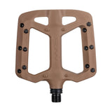 Funn Taipan MTB flat pedals with glass fiber reinforced plastic body and replaceable pins for durable mountain biking components.