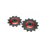 Enduro Bearings Jockey Wheels XD15 for SRAM Eagle AXS 12-speed derailleur, red color, bicycle component for smooth shifting.