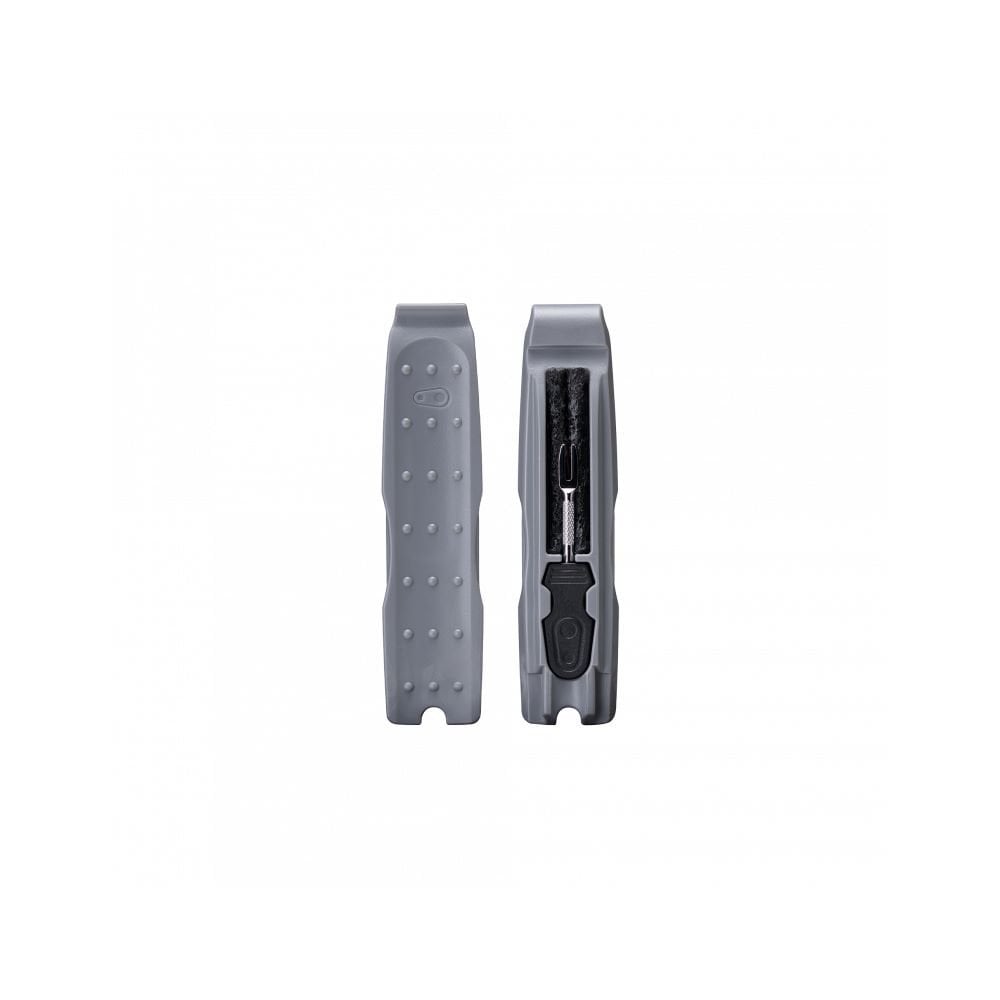 Crankbrothers SOS tyre lever with plug tool and plugs, black and silver bike repair workshop tool for easy tyre maintenance.