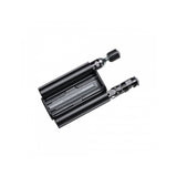 Crankbrothers TT17 SOS twin tube bike tool kit with CO2 storage in black and silver, suitable for bike repairs and maintenance.