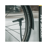 Yellow Topeak JoeBlow Sport EX floor pump with SmartHead for Presta and Schrader valves, suitable for bike tire inflation.