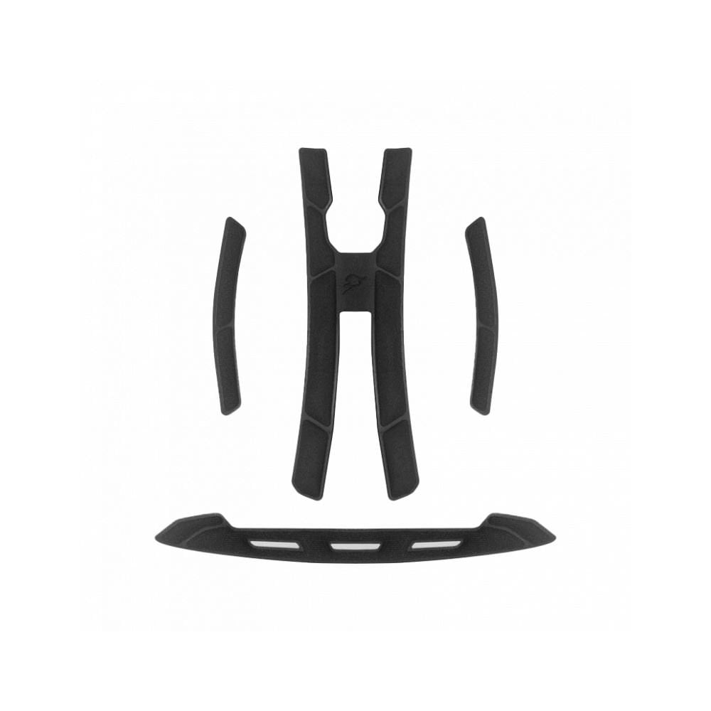 Bluegrass Vanguard helmet cheek pads in black, 35mm replacement for comfort and fit, shown installed inside the helmet.