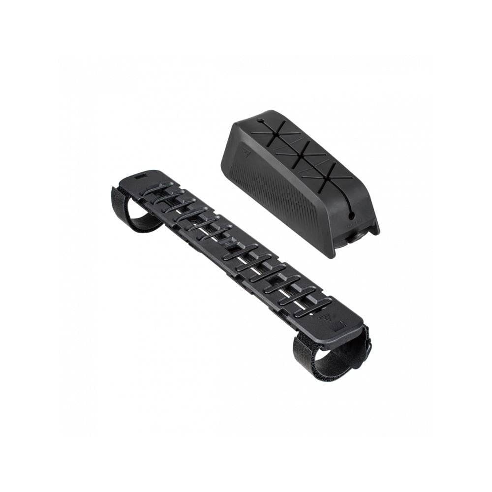 Topeak Fastfuel Tri Station bike bag in black with quick mount strap system, designed for cycling accessories storage
