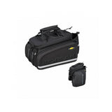 Topeak MTM TrunkBag DXP black bike rack bag with water bottle holder, weather-resistant and expandable cycling accessories