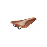 Brooks B17 leather bike saddle with black steel rails, designed for long-distance cycling comfort and durability.