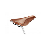 Brooks B17 leather bike saddle with black steel rails, designed for long-distance cycling comfort.